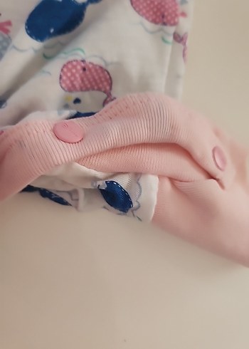 6 Ay Beden Pembe Dantel Detaylı Baskılı Bebek Tulumu