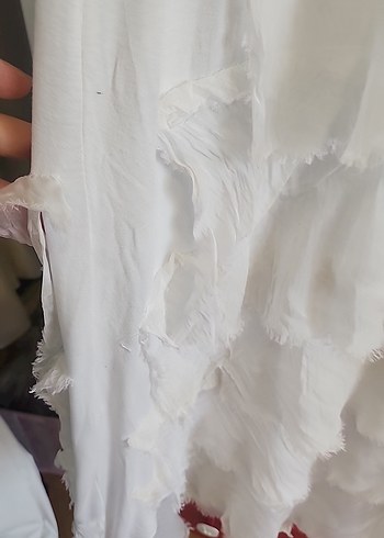 xxl Beden Fırfırlı Beyaz ithal ipek Uzun Elbise