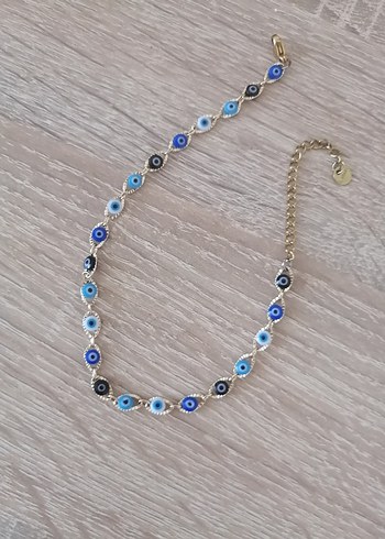 Beden mavi Renk Çelik nazar gold halhal