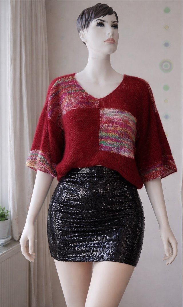 Tasarım simli moher/tiftik yün crop kazak/bluz — görsel 3/19