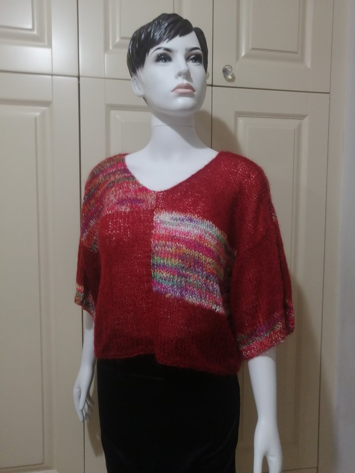 Tasarım simli moher/tiftik yün crop kazak/bluz — görsel 18/19