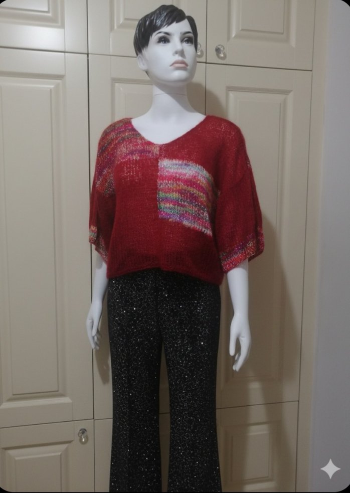 Tasarım simli moher/tiftik yün crop kazak/bluz — görsel 12/19