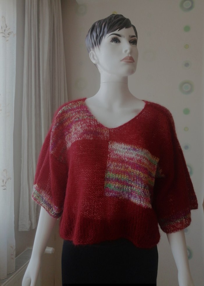 Tasarım simli moher/tiftik yün crop kazak/bluz — görsel 6/19