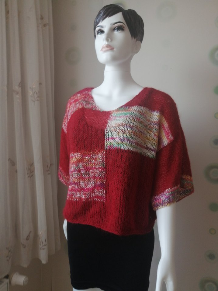 Tasarım simli moher/tiftik yün crop kazak/bluz — görsel 8/19