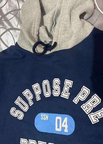 m Beden mavi Renk Fermuarlı Kapüşonlu Mavi Sweatshirt