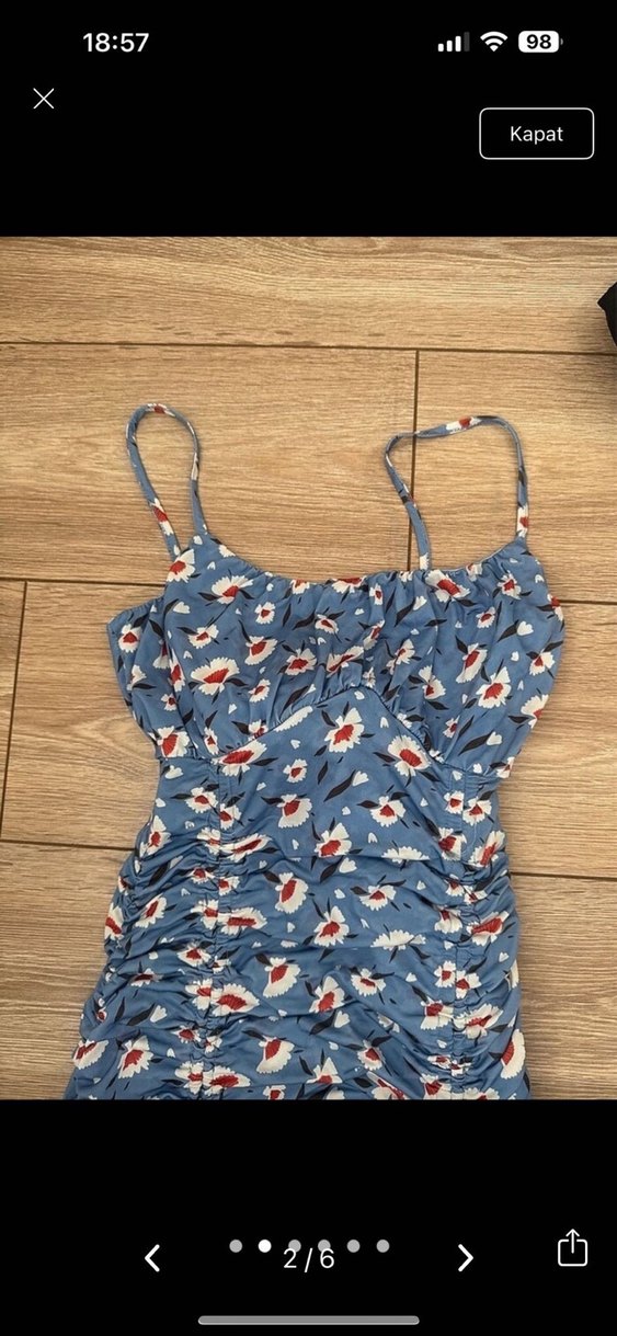 Mavi Bağlamalı Bohem Uzun Elbise - Görsel 2