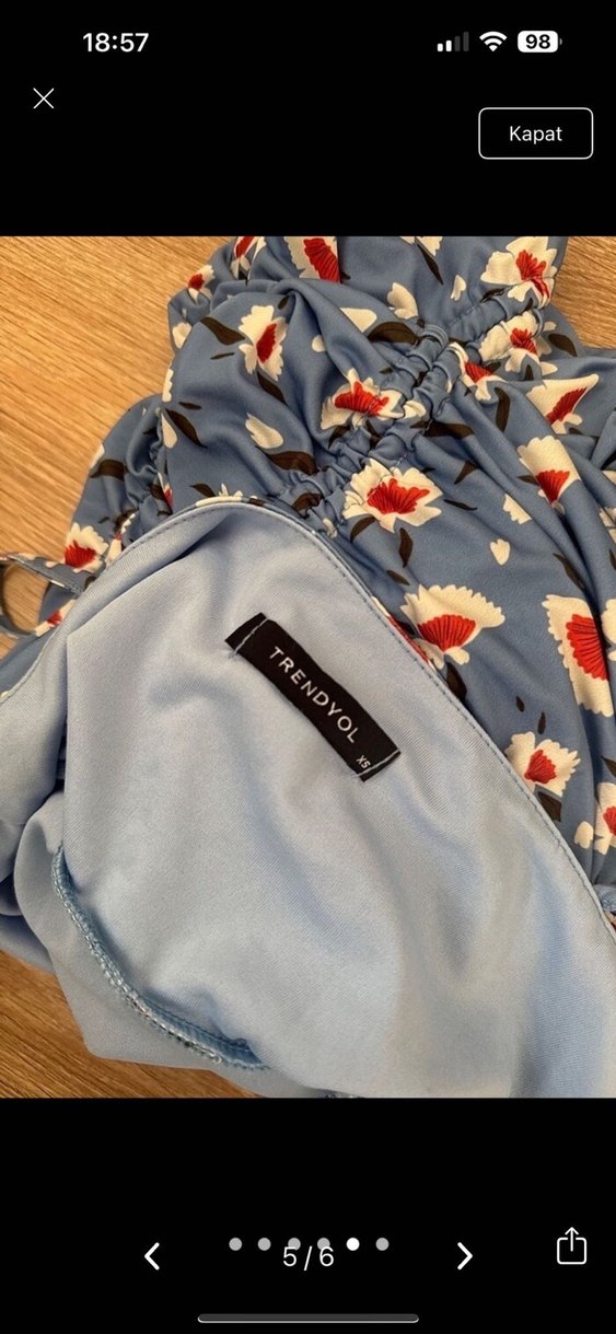 Mavi Bağlamalı Bohem Uzun Elbise - Görsel 3