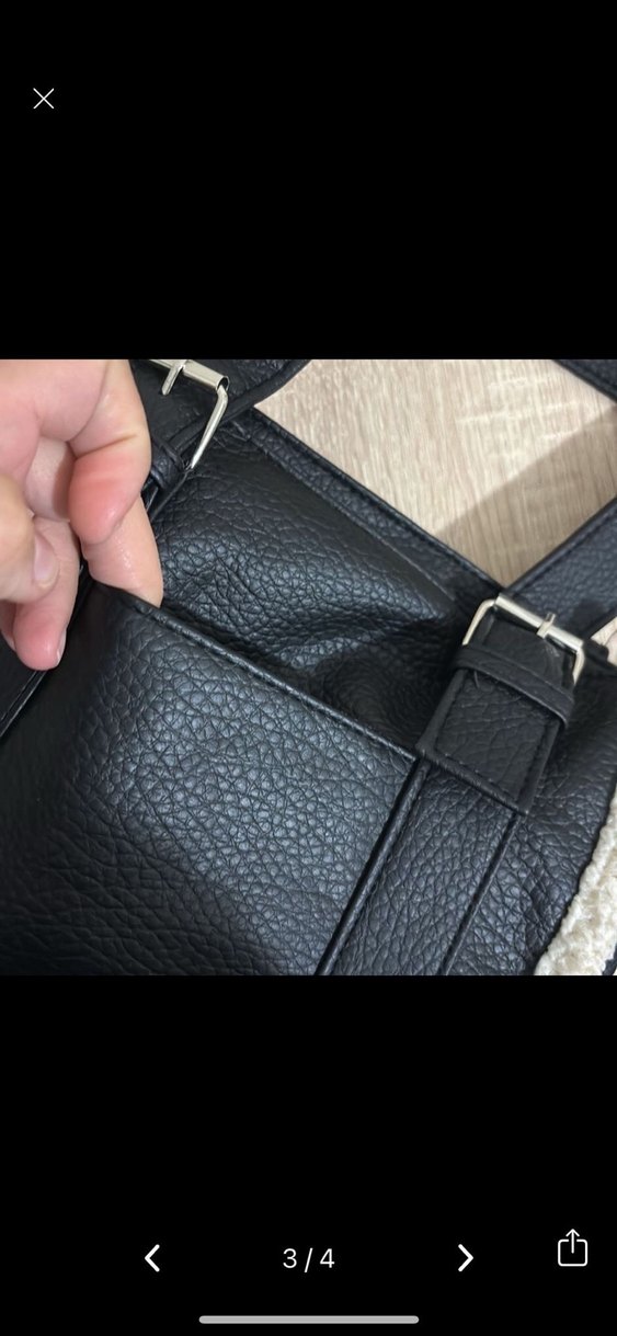 Tokalı Siyah Deri Kadın Çanta - Görsel 2