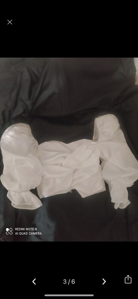 Drapeli Beyaz Mini Kadın Bluz - Görsel 2