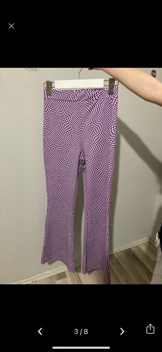 Örgü Detaylı Mor Kareli Uzun Kollu Bluz - Görsel 3