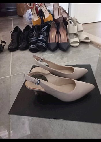 Bej Rugan Stiletto Kadın Topuklu Ayakkabı - Görsel 2