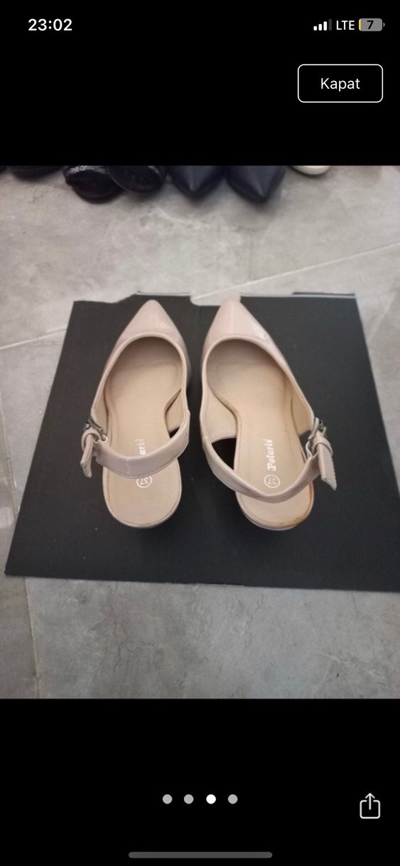 Bej Rugan Stiletto Kadın Topuklu Ayakkabı - Görsel 3