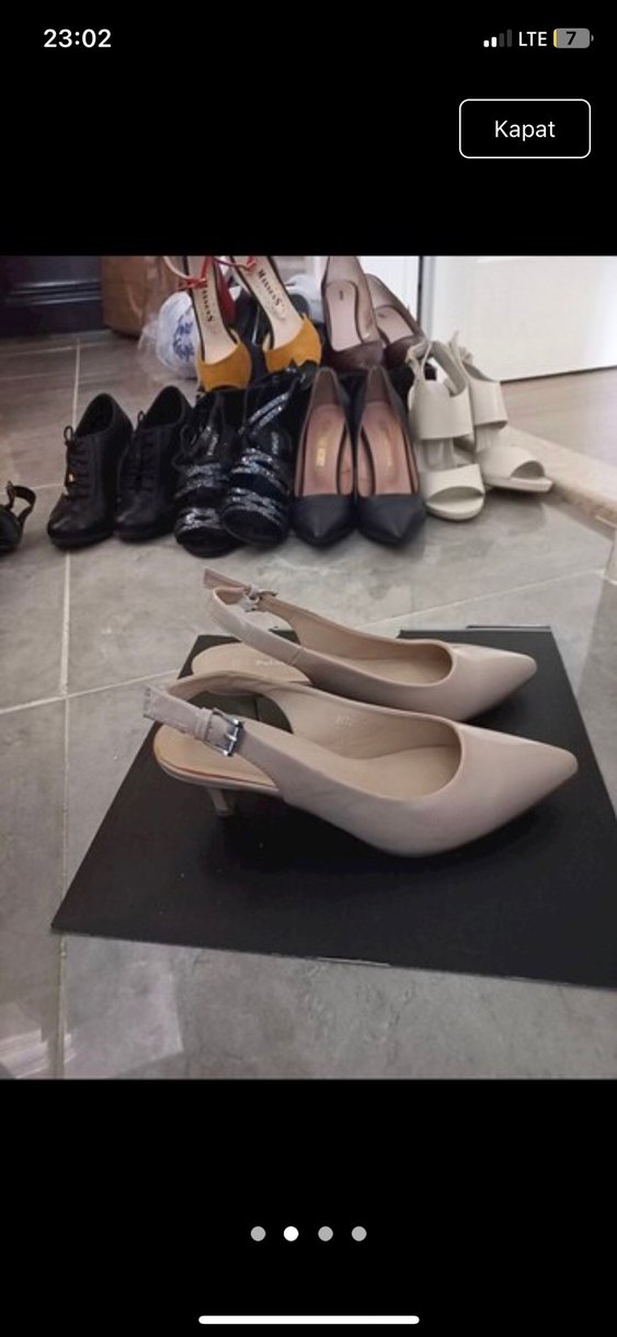 Bej Rugan Stiletto Kadın Topuklu Ayakkabı - Görsel 2