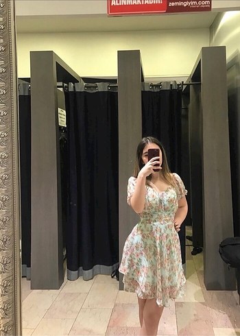 Bej Transparan Midi Elbise