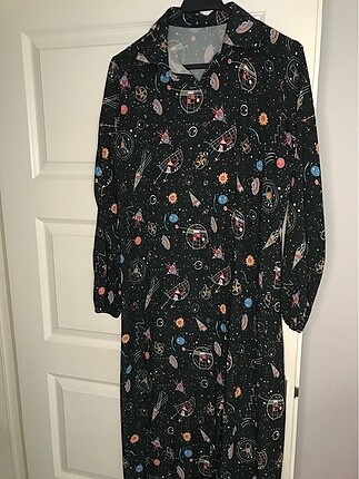 s Beden çeşitli Renk Uzay desenli renkli uzun gömlek elbise