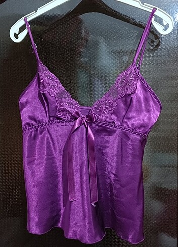 s Beden mor Renk Sabahlıklı Saten pijama takımı