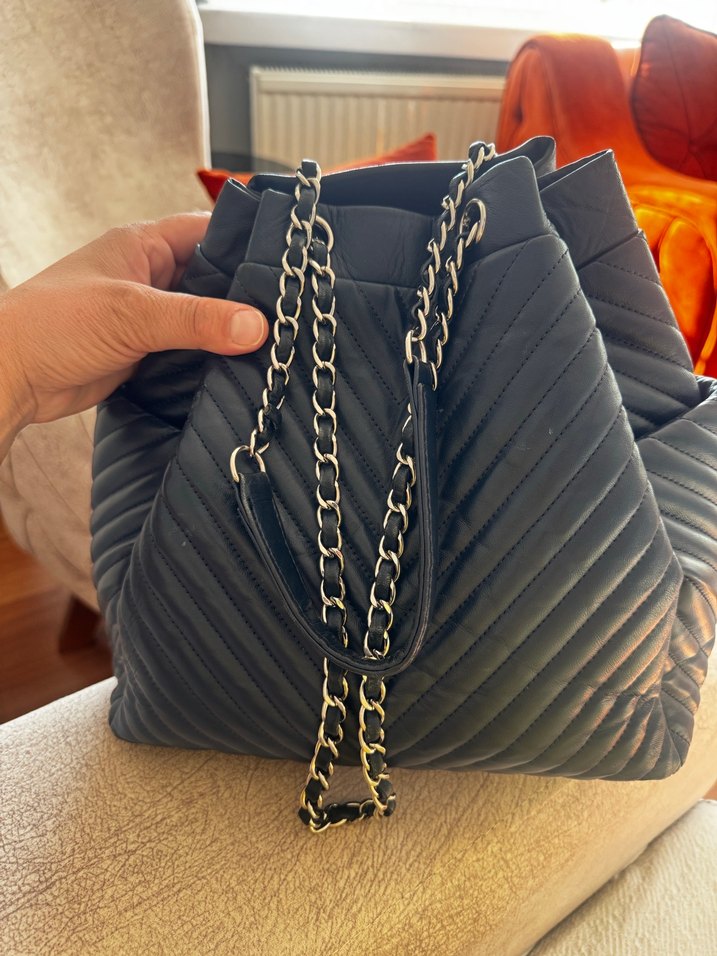 Chanel Kadın Lacivert Deri Çanta hakiki deri - Görsel 3