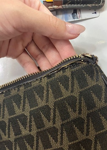 Mango Zincir Detaylı Kahverengi Desenli mango çanta