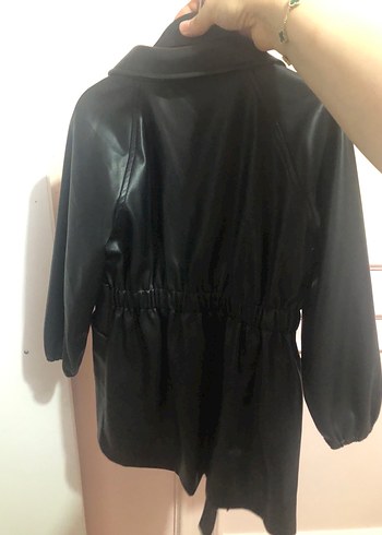 Siyah Deri Kemerli Midi Ceket - Görsel 2