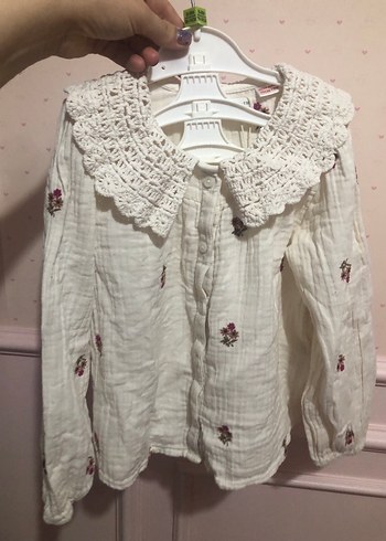 Kız çocuk dantelli gömlek - Görsel 2