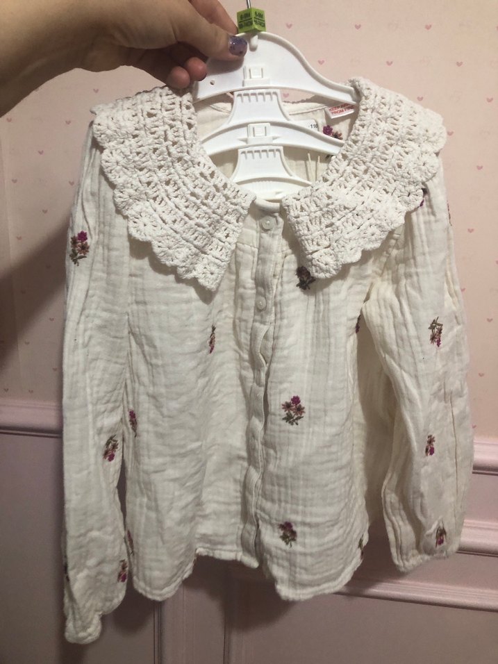 Kız çocuk dantelli gömlek - Görsel 2