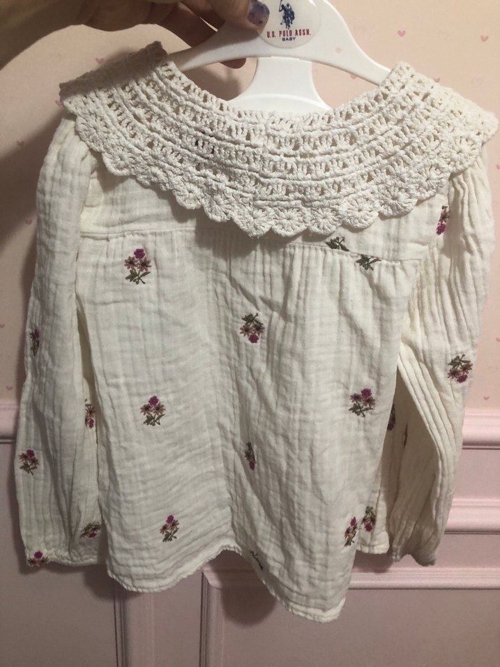 Kız çocuk dantelli gömlek - Görsel 3