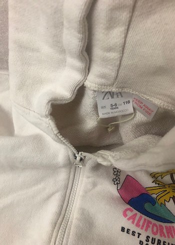 Kız Çocuk Beyaz Kapüşonlu Fermuarlı Sweatshirt - Görsel 3