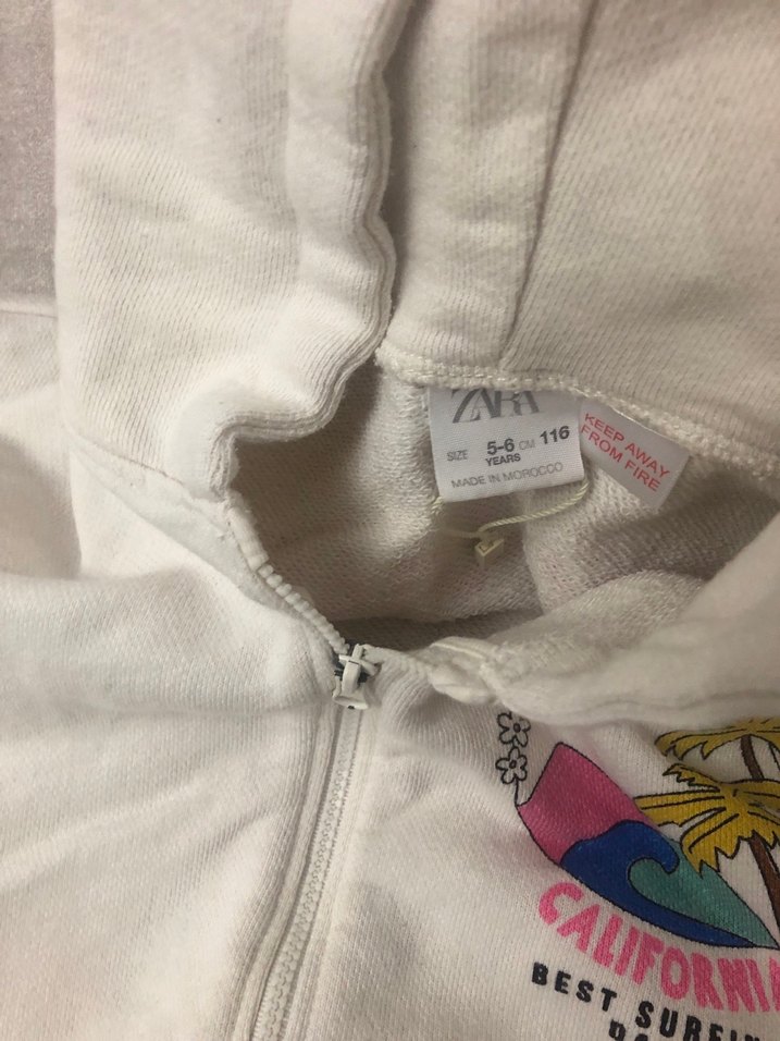 Kız Çocuk Beyaz Kapüşonlu Fermuarlı Sweatshirt - Görsel 3