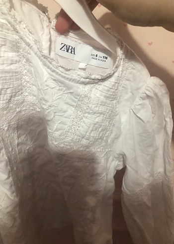 Kız Çocuk Beyaz Nakışlı Dantel Bluz - Görsel 2