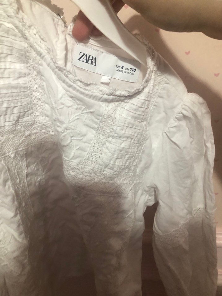 Kız Çocuk Beyaz Nakışlı Dantel Bluz - Görsel 2