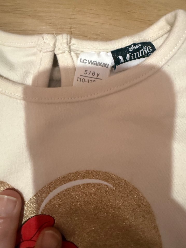 Kız Çocuk Beyaz Minnie Mouse Uzun Kollu Tişört - Görsel 2