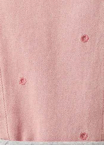Nakışlı Pembe Kız Kot Salopet - Görsel 3