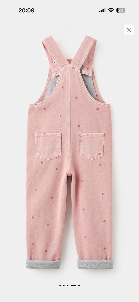 Nakışlı Pembe Kız Kot Salopet - Görsel 2