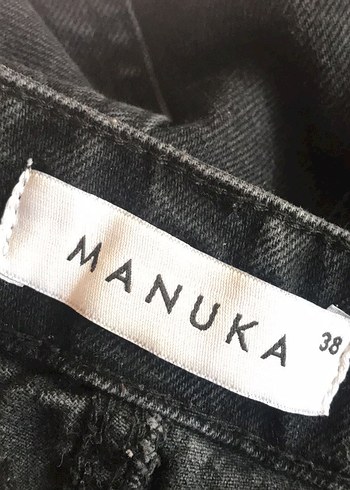 38 Beden Manuka Siyah Baskılı Regular Fit Kadın Kot Pantolon