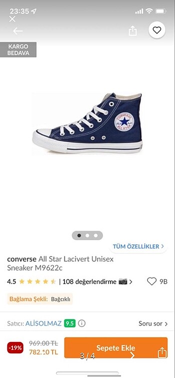 Orjinal Lacivert Converse