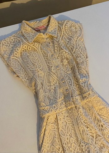 Dantel İşlemeli Bej Vintage Bluz - Görsel 2