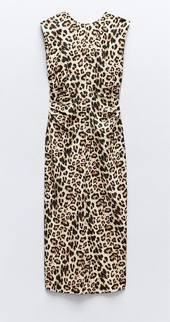 Zara leopar midi boy elbise