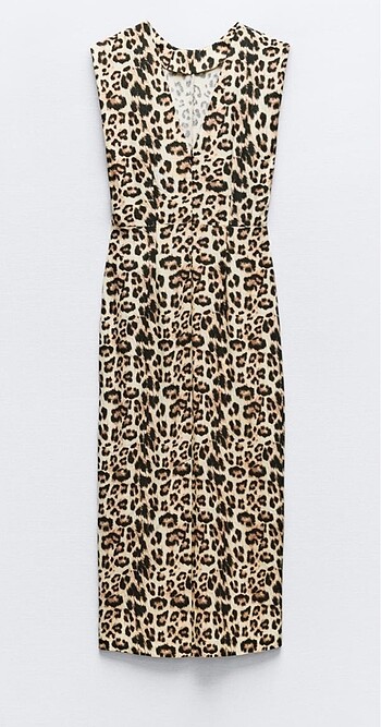 Zara Zara leopar midi boy elbise