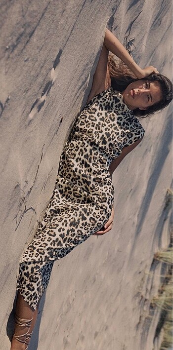 xs Beden Zara leopar midi boy elbise