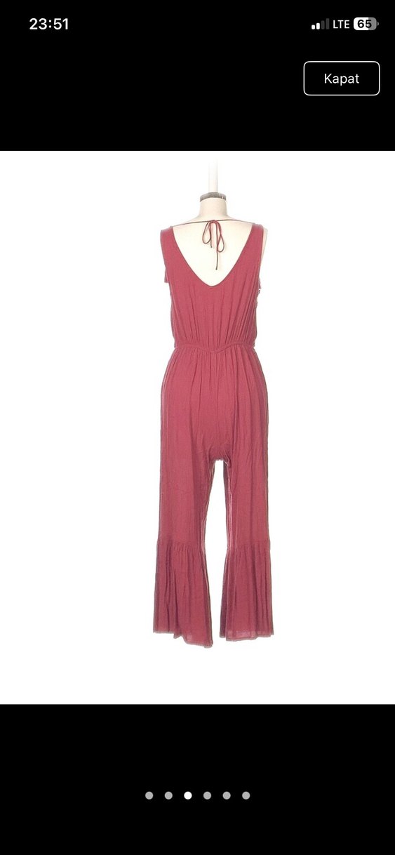 Dantel Detaylı Uzun Pembe Bohem Tulum - Görsel 3