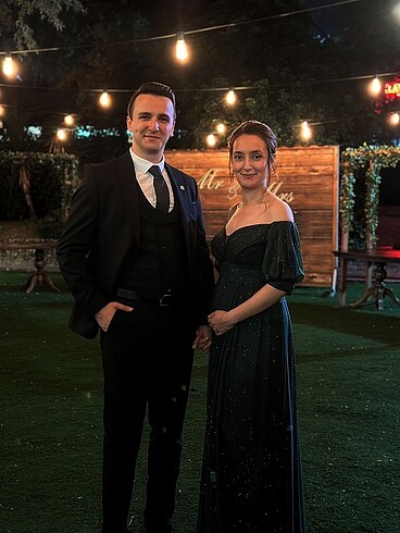 38 Beden yeşil Renk SİMLİ GECE ELBİSESİ