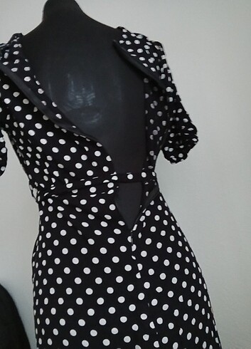 Puantiyeli uzun günlük elbise - Görsel 4