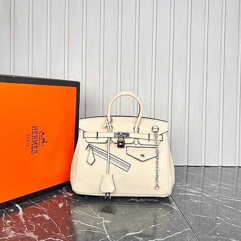 Hermes Rock Birkin Bag 25 cm İthal Ürün Krem