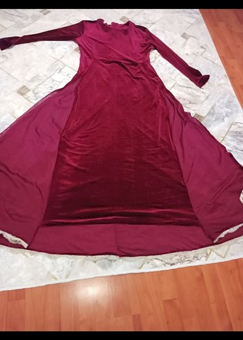 Diğer Bordo Uzun Kollu Nakışlı Kadın Bindallı Elbise