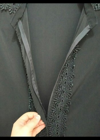 Kadın Siyah Nakışlı Uzun Henna ferace