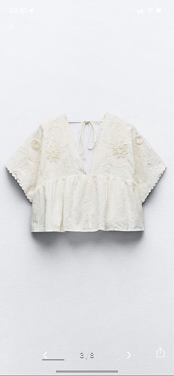 Zara Islemeli crop bluz