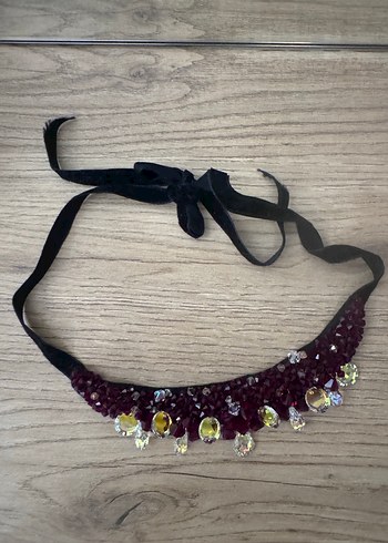 Bordo İşlemeli Boncuklu Midi Kolye - Görsel 6