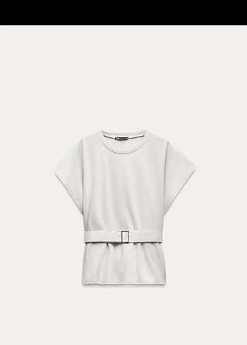 Zara Kemerli açık Gri Kadın Tişört