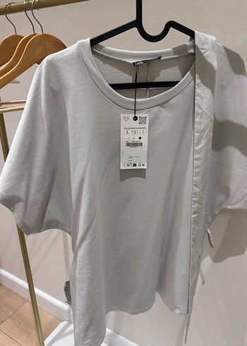 Zara Zara Kemerli açık Gri Kadın Tişört