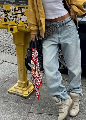 ISABEL MARANT Kadın Beyaz Dolgu Topuklu Bağcıklı Spor Ayakkabı - Görsel 4